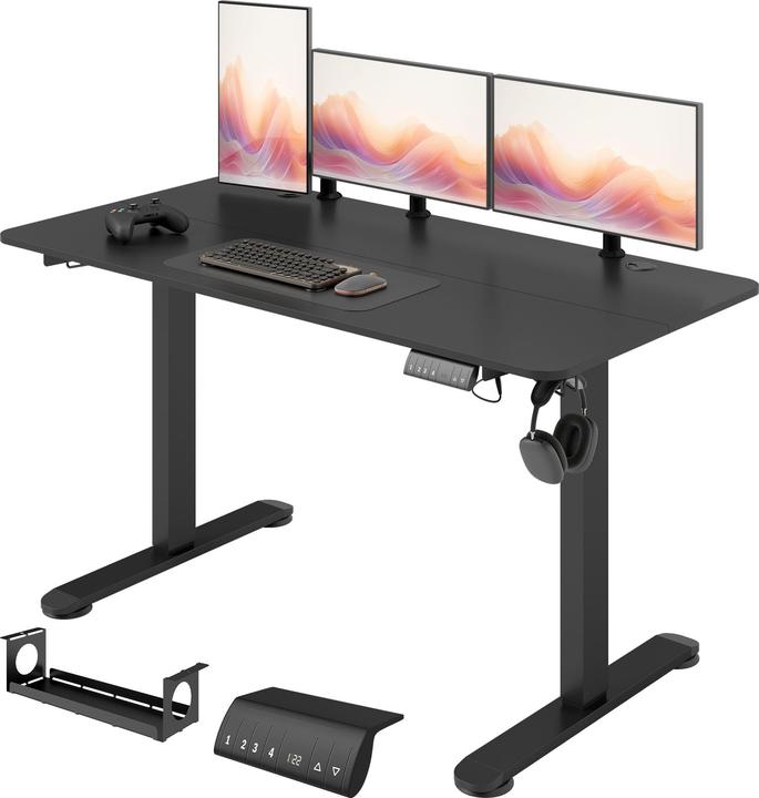 Vinsetto Schreibtisch Spanplatte, Stahl Schwarz