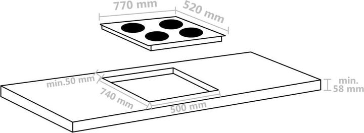 Image du produit vidaXL Kochfeld (77 cm, Table de cuisson à induction)