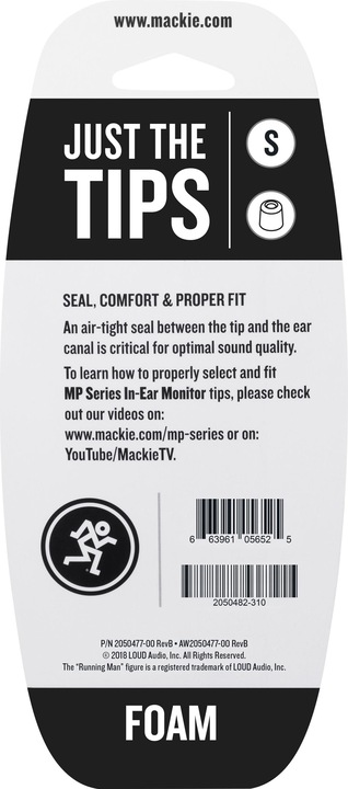 Actual product image Mackie MP & CR Buds Small Foam Black Tips Kit