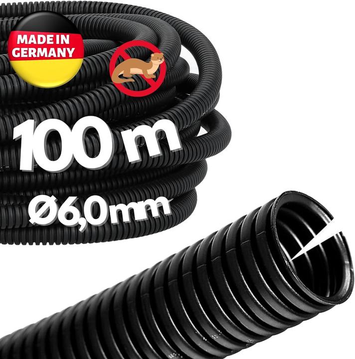 Produktbild Kalitec 100 Meter Wellrohr geschlitzt NW 6 I Wellschlauch offen I Marderschutzrohr I Leerrohr I Kabe