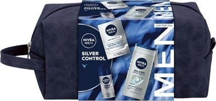 Produktbild Nivea Men Set Silver Control - Aftershave Balsam 100ml, Antitranspirant Roll-On 50ml, Duschgel 250ml, Cos