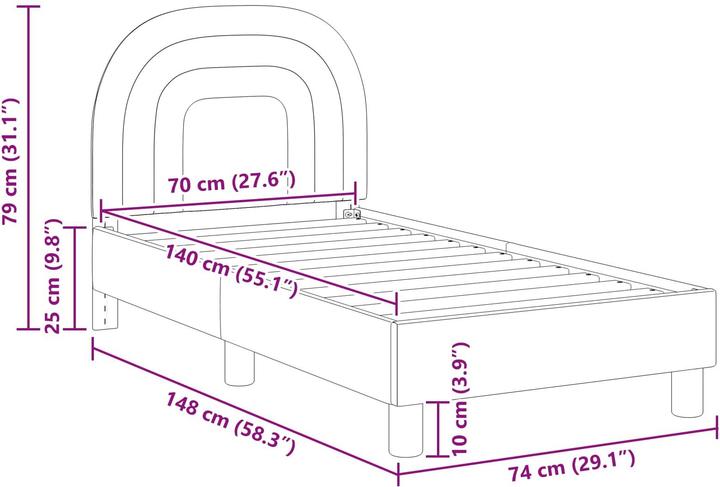 Produktbild vidaXL Moderner Bettrahmen (70 x 140 cm)