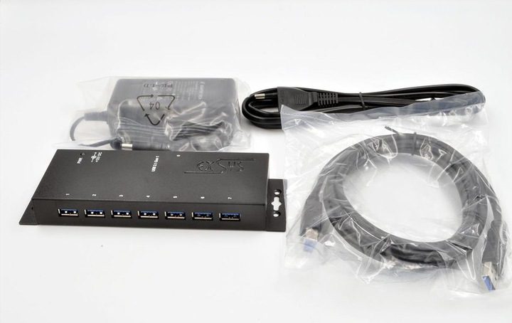 Immagine prodotto Exsys HUB USB 3.2 a 7 porte esterno con alimentatore incluso. alimentatore 12V/3A e cavo USB inclusi (USB-B, 7 Porti)