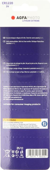 Produktbild AGFAPHOTO Knopfzelle CR 1220 Lithium 3 V 5 St. (5 Stk., CR1220)
