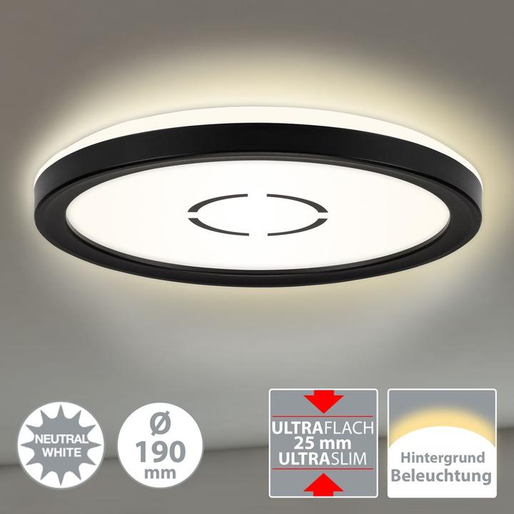 Actual product image Briloner FREE Ultra-flat LED ceiling light, white-black, 1xLED/12W (1400 lm)