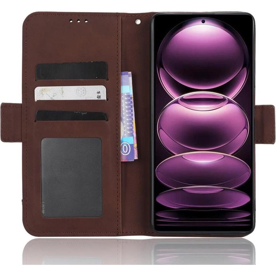 Thumbnail - Cover-Discount Xiaomi Poco X5 Pro - Etui mit vielen Kartenfächer braun (Xiaomi Poco X5 Pro), Smartphone Hülle, Braun