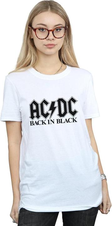 Actual product image AC/DC Womens/Ladies Back in Black Logo Cotton Boyfriend T-Shirt (3XL)