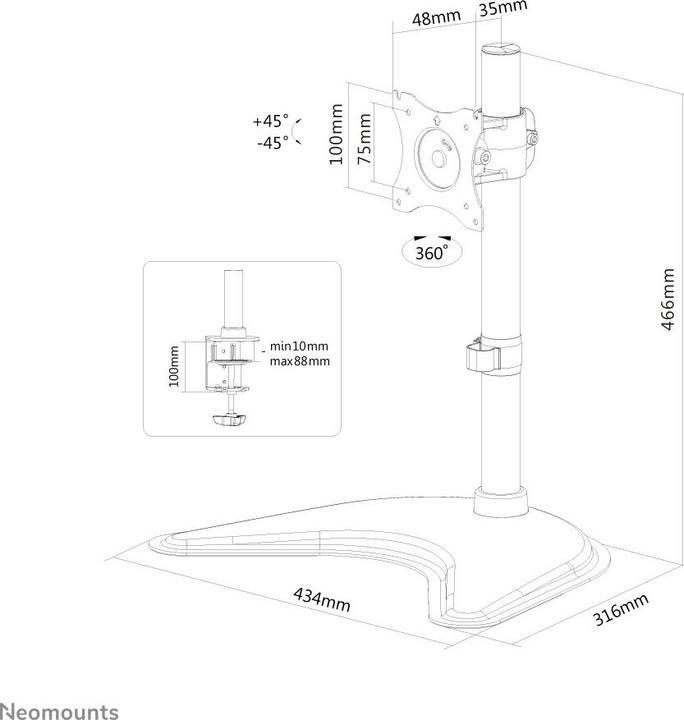 Image du produit Neomounts NM-D335BLACK (Tables, 30", 10 kg)