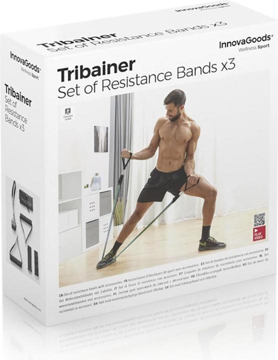 Productafbeelding InnovaGoods Set verstelbare rekbanden met accessoires en oefengids Tribainer 3 stuks