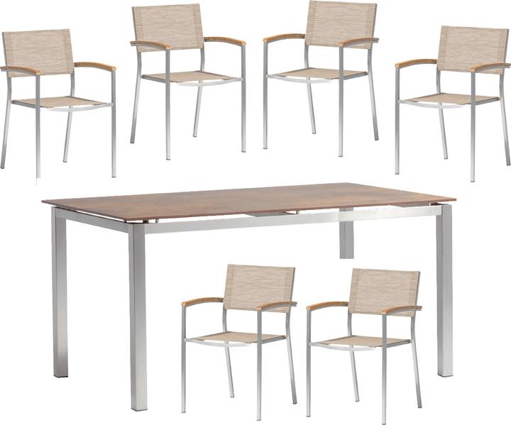 Produktbild Acamp Set 6x SKYE Stapelsessel + 1x SKYE Tisch (150 cm)