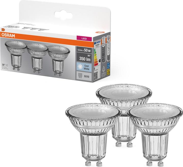 Productafbeelding Osram Basis PAR16 (GU10, 4.30 W, 350 lm, 3 x, F)