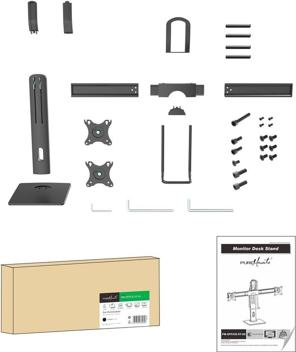 Actual product image Purelink PureMounts® dual monitor mount, VESA 75x75/100x100, black (Table, 32", 25 kg)