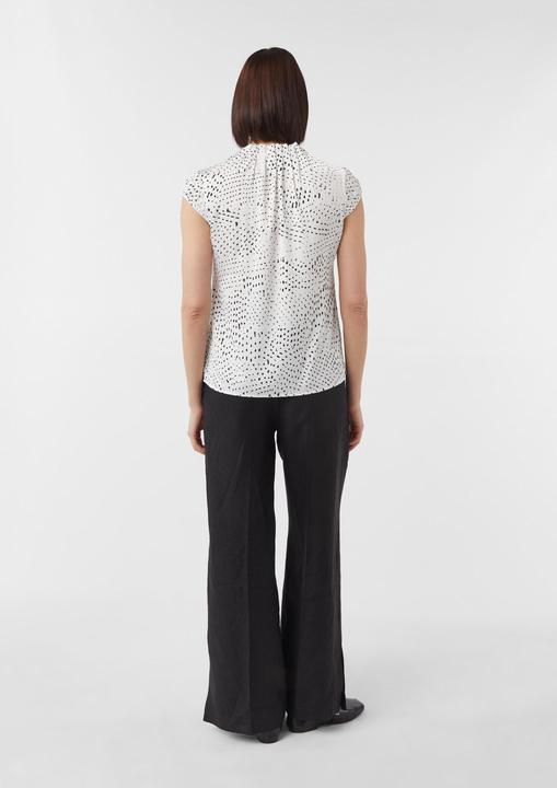 Image du produit Comma Bluse Gemusterte Satin-Bluse mit Raffung (44)