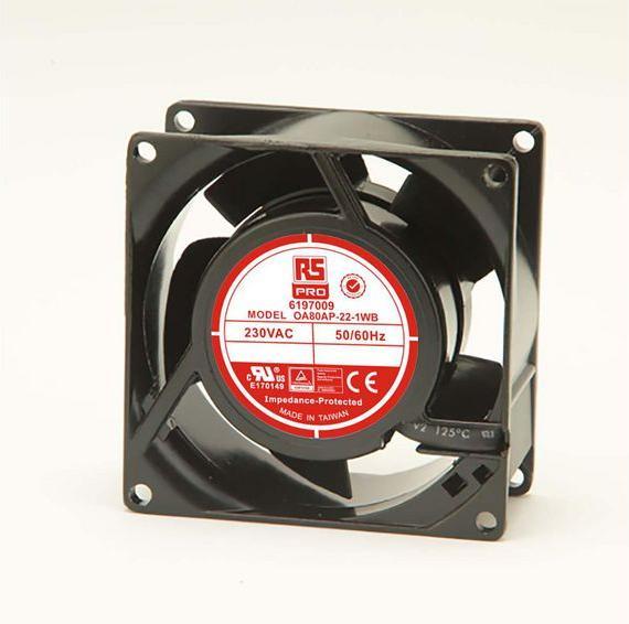 Actual product image RS PRO AC fan 80x80x38mm 230Vac wire 52cu.m/hr (80 mm)