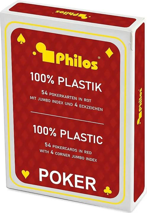 Immagine prodotto Philos Pokerkarten - rot - Plastik (Tedesco, 2 - 10 Giocatori)