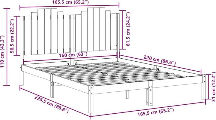 Image du produit vidaXL Bettrahmen (160 x 220 cm)