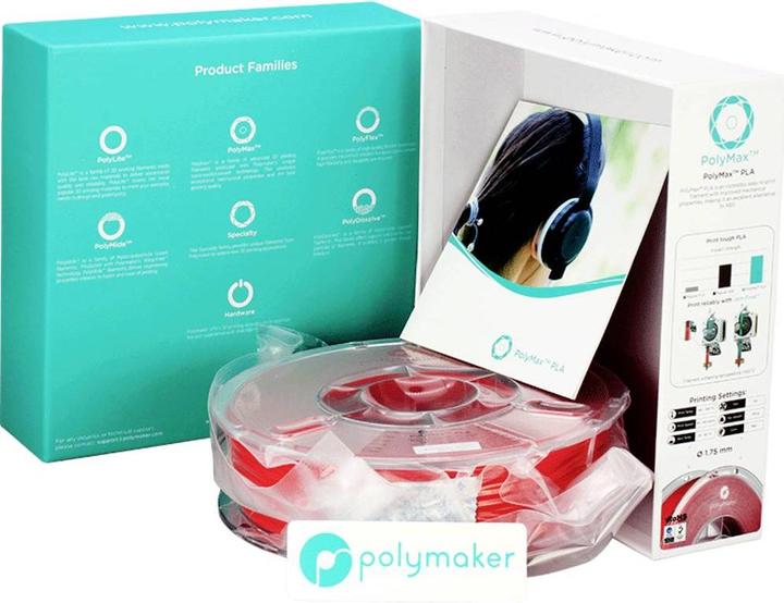 Produktbild Polymaker PolyMax Tough PLA Red 1.75mm 750g (PLA, 1.75 mm, 750 g, Rot)