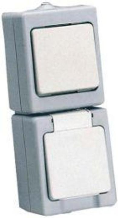 Actual product image Kopp Combination AP/FR universal switch with earth-contact socket outlet grey/white