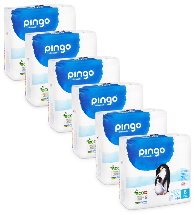 Pingo Couches écologiques (Taille 5, Pack mensuel, 216 pièce(s))