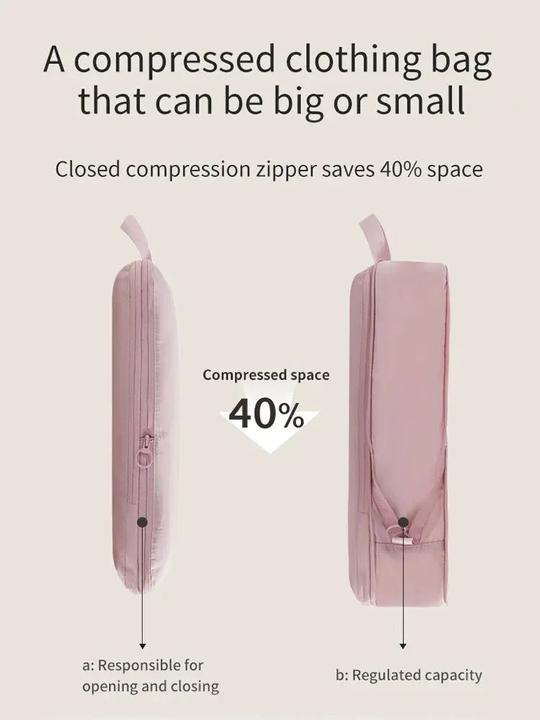 Only-Bags.Store 2pcs Travel Compression Packing Cubes Bag Portable Koffer Kleidung Organizer Wasserdichtes Gepäck