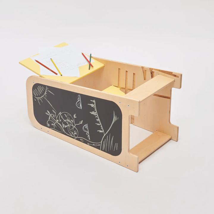 Produktbild Montessori Lernturm - Multifunktionaler Helferturm 5-in-1 - Gelb