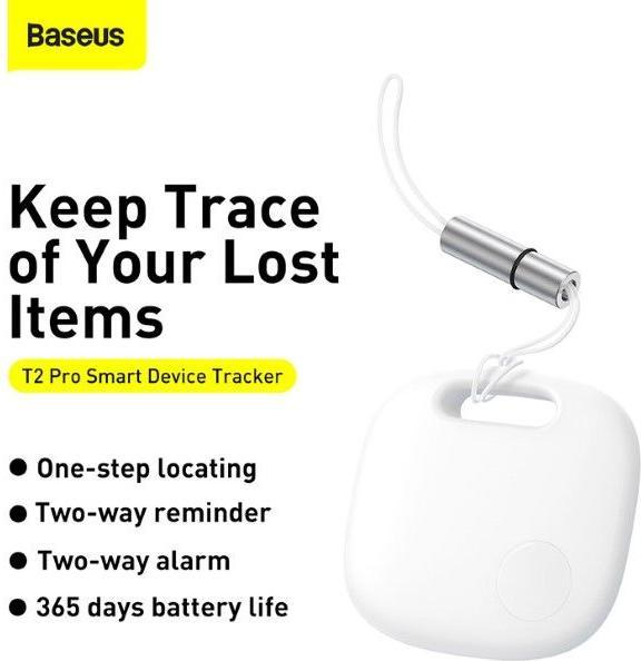 Actual product image Baseus T2 Pro Smart GPS Locator for Baby Bag Keys White (FMTP000002) (Android, iOS)