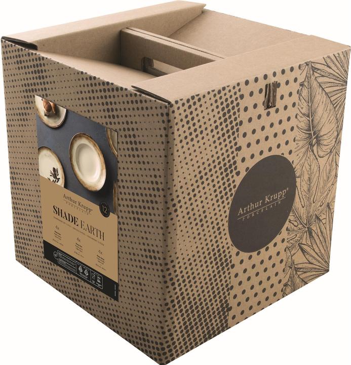 Productafbeelding Arthur Krupp Shade Earth servies 12 stuks, bruin/wit (12 Pcs.)