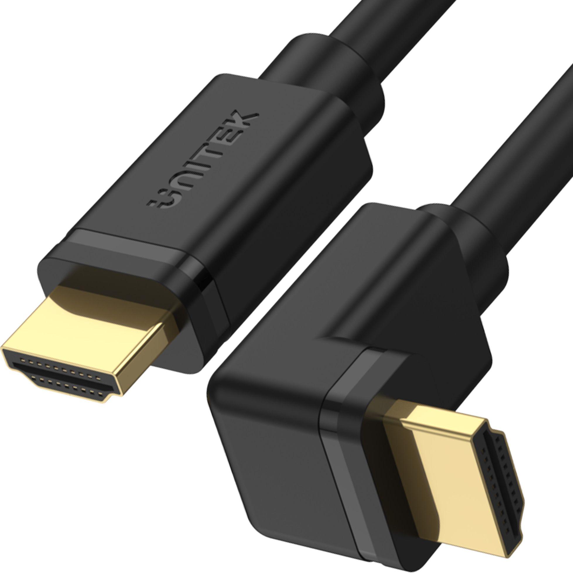 Unitek Y-C1002 HDMI 2.0 90° 4K60HZ 3M Kabel Schwarz (3 m, HDMI), Video Kabel