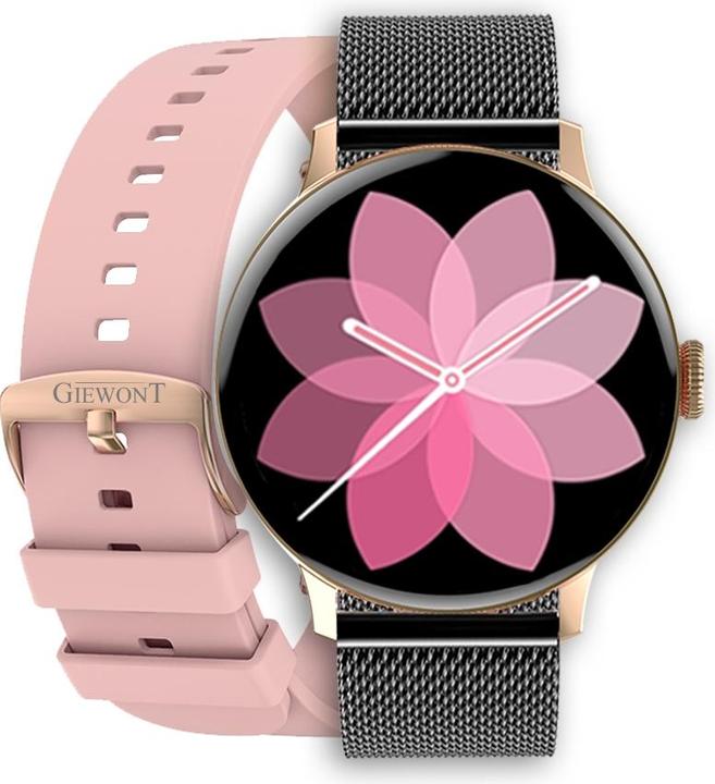 Immagine prodotto Giewont Smartwatch da donna GW330-4 Oro Rosa Polvere Cinturino in Silicone + Bracciale Nero (42 mm)