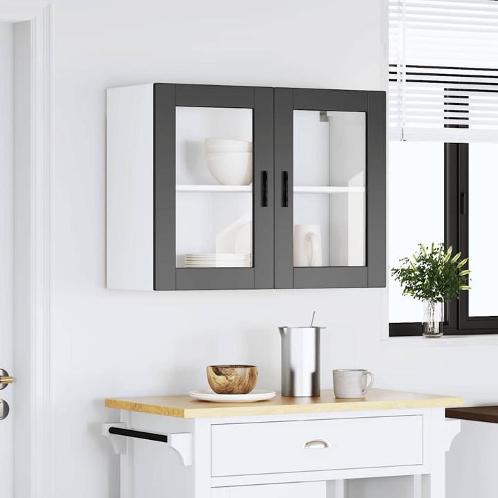 Image du produit VidaXL Armoire suspendue de cuisine avec porte vitrée Porto Noir Armoire murale de cuisine (80 x 31 x 60 cm)