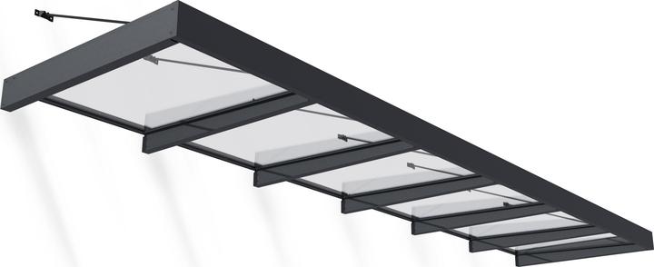 Palram CANOPIA | Sophia XL 5X18 / 1.4X5.6 Door and Porch Awning Dark Grey Clear