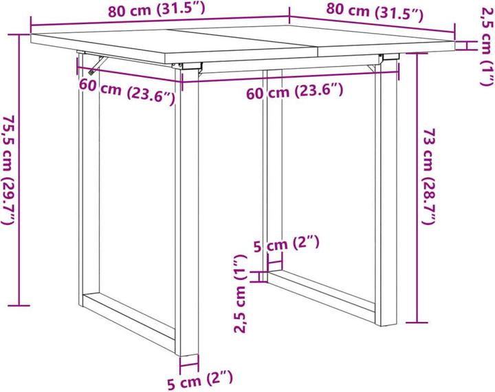 Actual product image vidaXL Dining table O-frame & cast iron (80 x 80 x 75.50 cm)