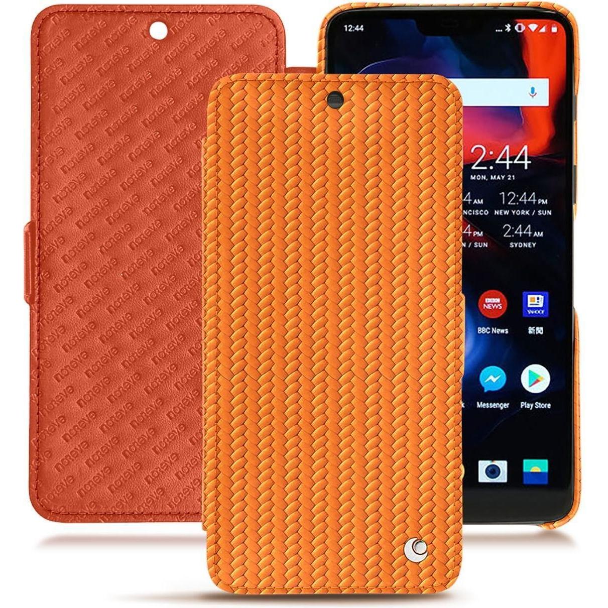 Noreve Lederschutzhülle horizontal (OnePlus 6), Smartphone Hülle, Orange