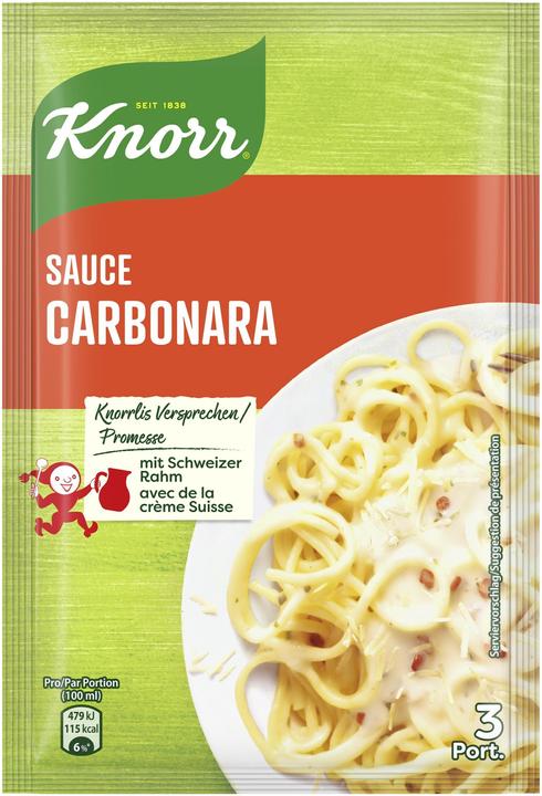 Produktbild Knorr Salsa per Pasta Carbonara Sauce, zarte Käsesauce mit würzigen Speckwürfeln, für Spaghetti & Pasta (28 g)