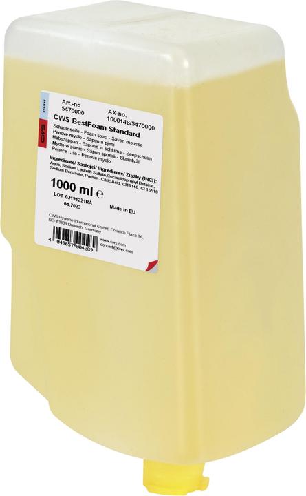 CWS Foaming soap, pack of 12 bottles, 0.5 l each, standard, yellow. (Liquid soap, 500 ml)