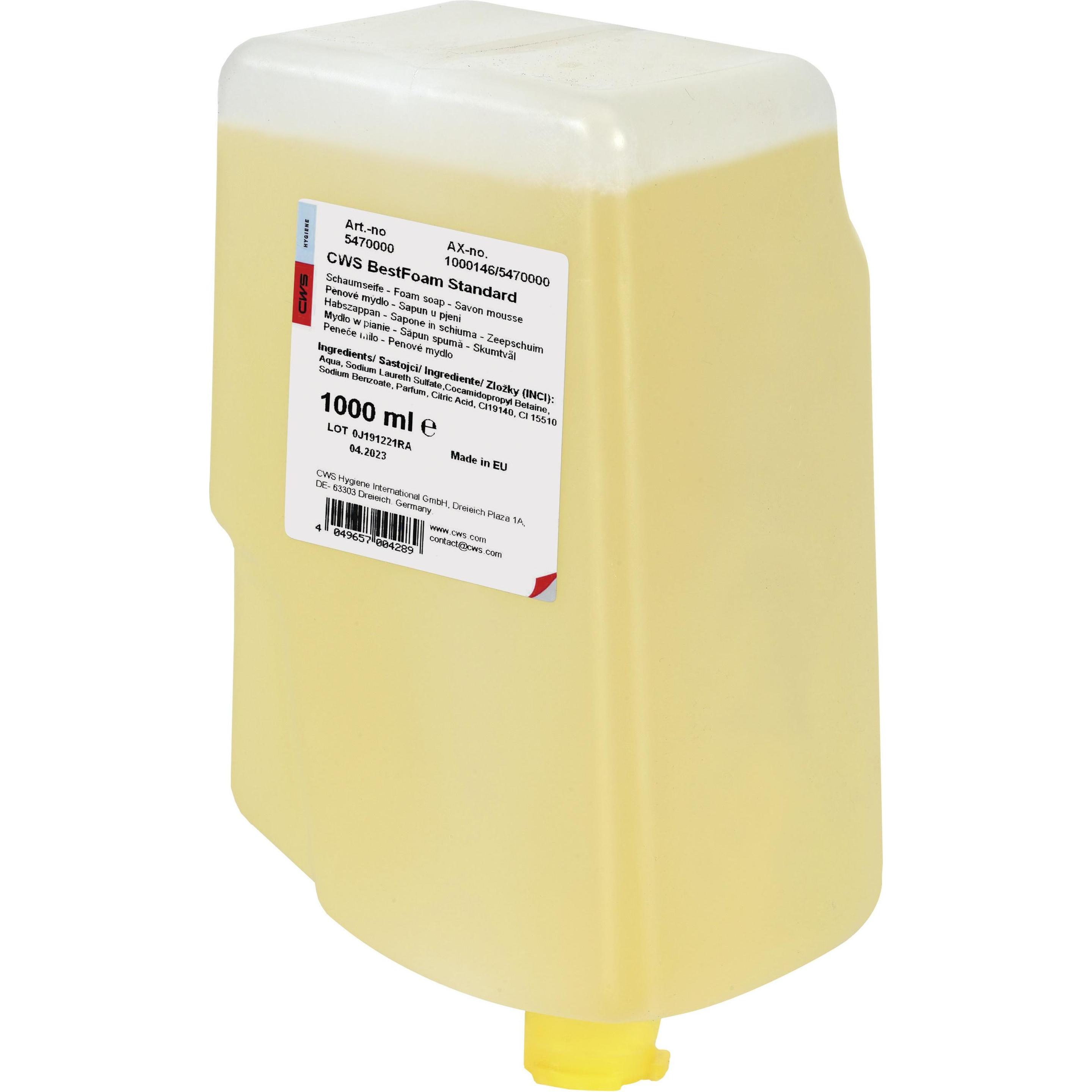 CWS, Sapone mani, Sapone in schiuma, conf. da 12 flaconi da 1 l, standard, giallo. (Sapone liquido, 12000 ml)