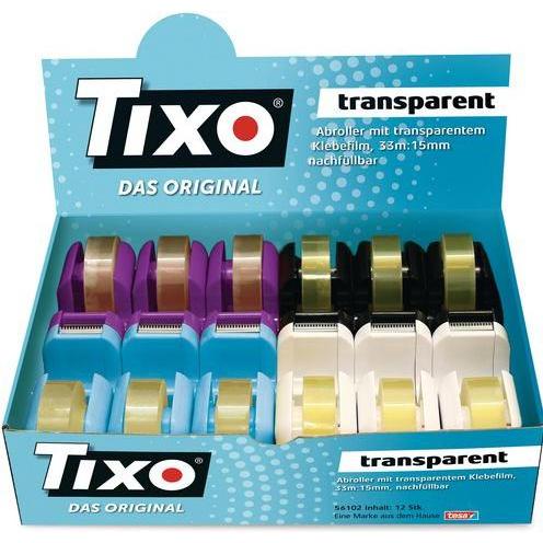 TIXO, Klebebandabroller, Klebeband und Abroller Farbig sortiert 15 mm