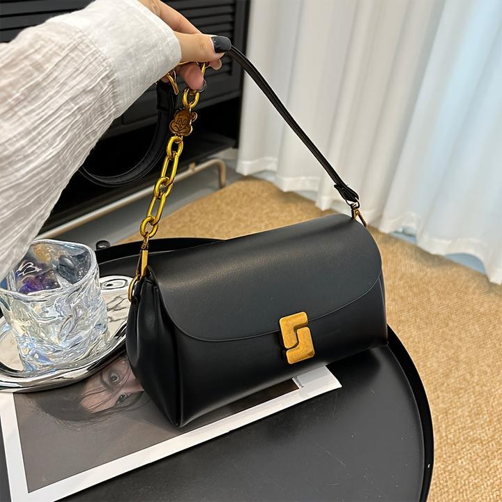 Immagine prodotto Only-Bags.Store Elegante schwarze Kunstleder-Kreuztasche, einfarbig, verstellbarer Riemen, Reissverschluss