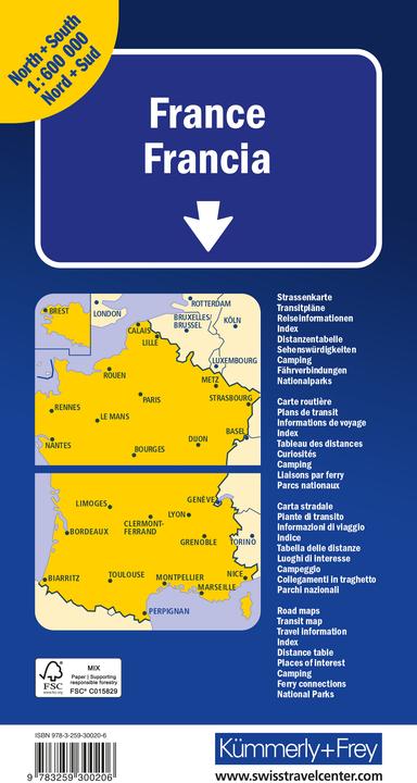 Energie-Label Kümmerly+Frey Strassenkarte Frankreich Nord+Süd 1:600.000