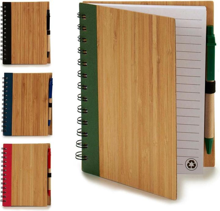 Produktbild Pincello Mini-Ringheft mit Kugelschreiber 14 x 18 cm Bambus (12 Stück) (14 x 18 cm)