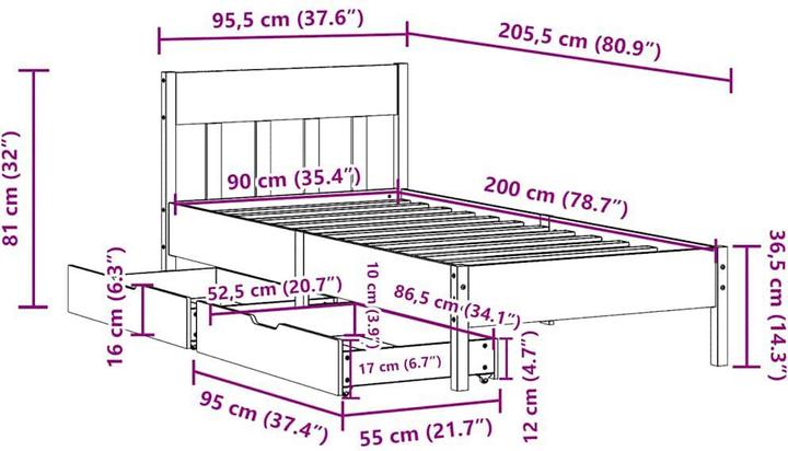 Image du produit vidaXL Bettgestell (90 x 200 cm)