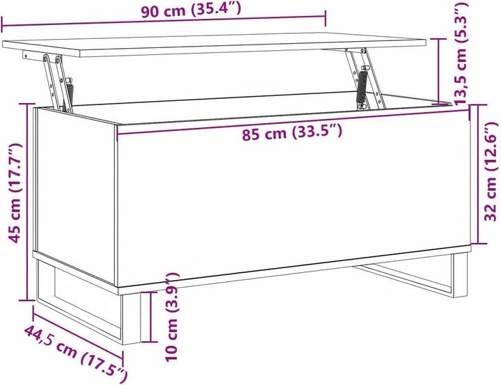Image du produit vidaXL Couchtisch (44.50 x 90 x 45 cm)