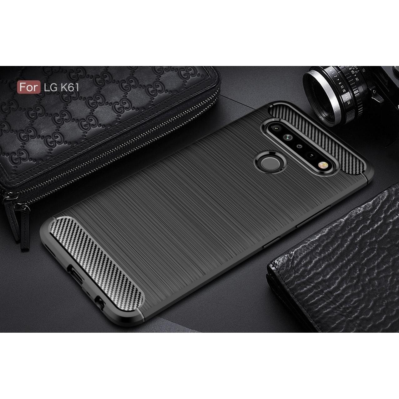 Thumbnail - Screenguard LG K61 Hülle Carbon Brushed Soft TPU (LG K61), Smartphone Hülle, Schwarz