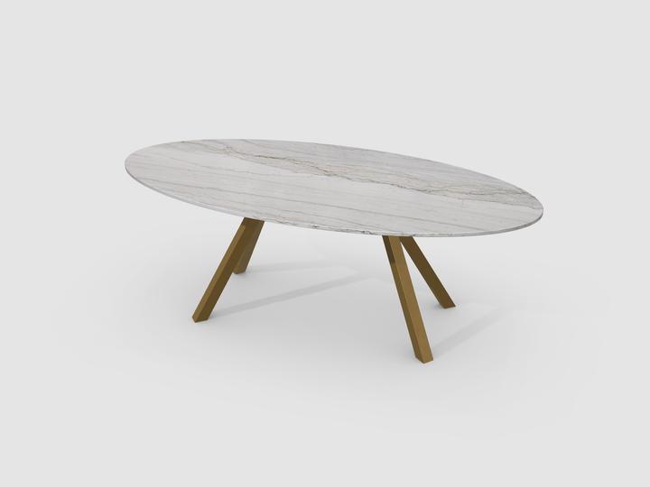 Actual product image Hans Eisenring Oval Sea Pearl dining table, bronze frame (210 x 90 x 72 cm)