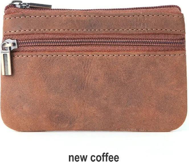 Actual product image Only-Bags.Store Vintage Crazy Horse Leather Coin Purse Genuine Leather Zip Coin Wallet Retro Key