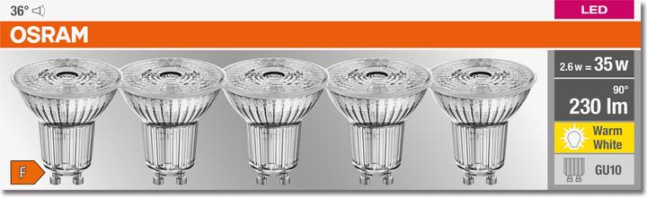 Produktbild Osram GU10 Reflektor - Par16 (GU10, 2.60 W, 230 lm, 5 x, F)