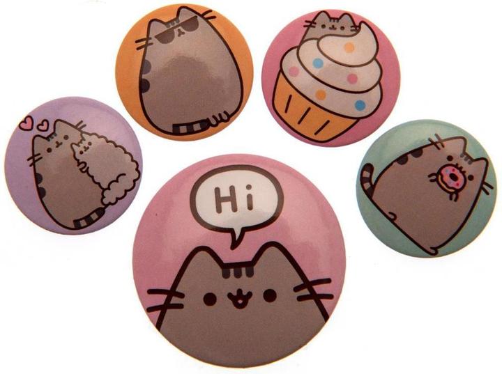 Actual product image Pusheen Buttons Pin Set 5Pack Metal