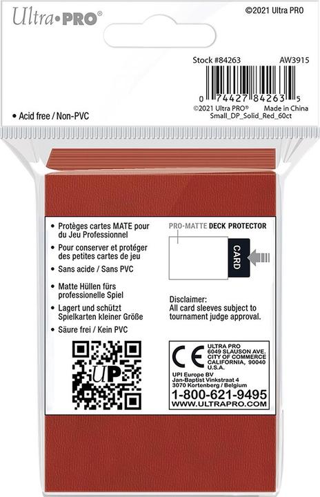 Actual product image Ultra Pro Red PRO Matte Deck Protector Small