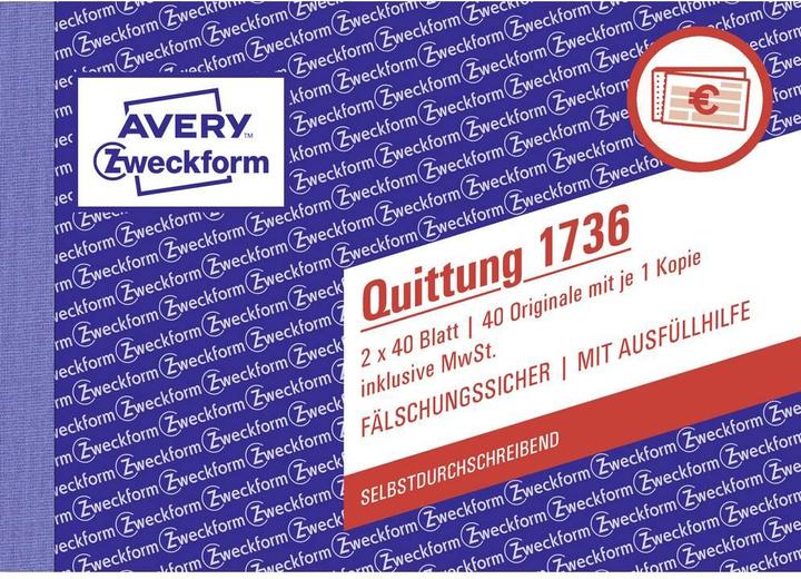 Actual product image Avery Form book "Receipt", SD, 4+1 FREE of charge (40 x)