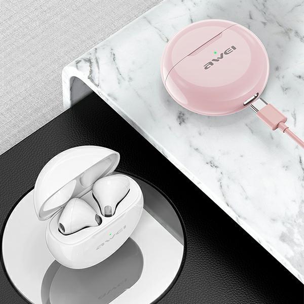 Immagine prodotto Awei słuchawki Bluetooth 5.0 T17 TWS+ stacja dokująca biały/white (ANC, 2.50 h, Docking, Senza fili)